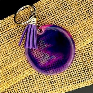Purple Pink and Clear marbled keychain